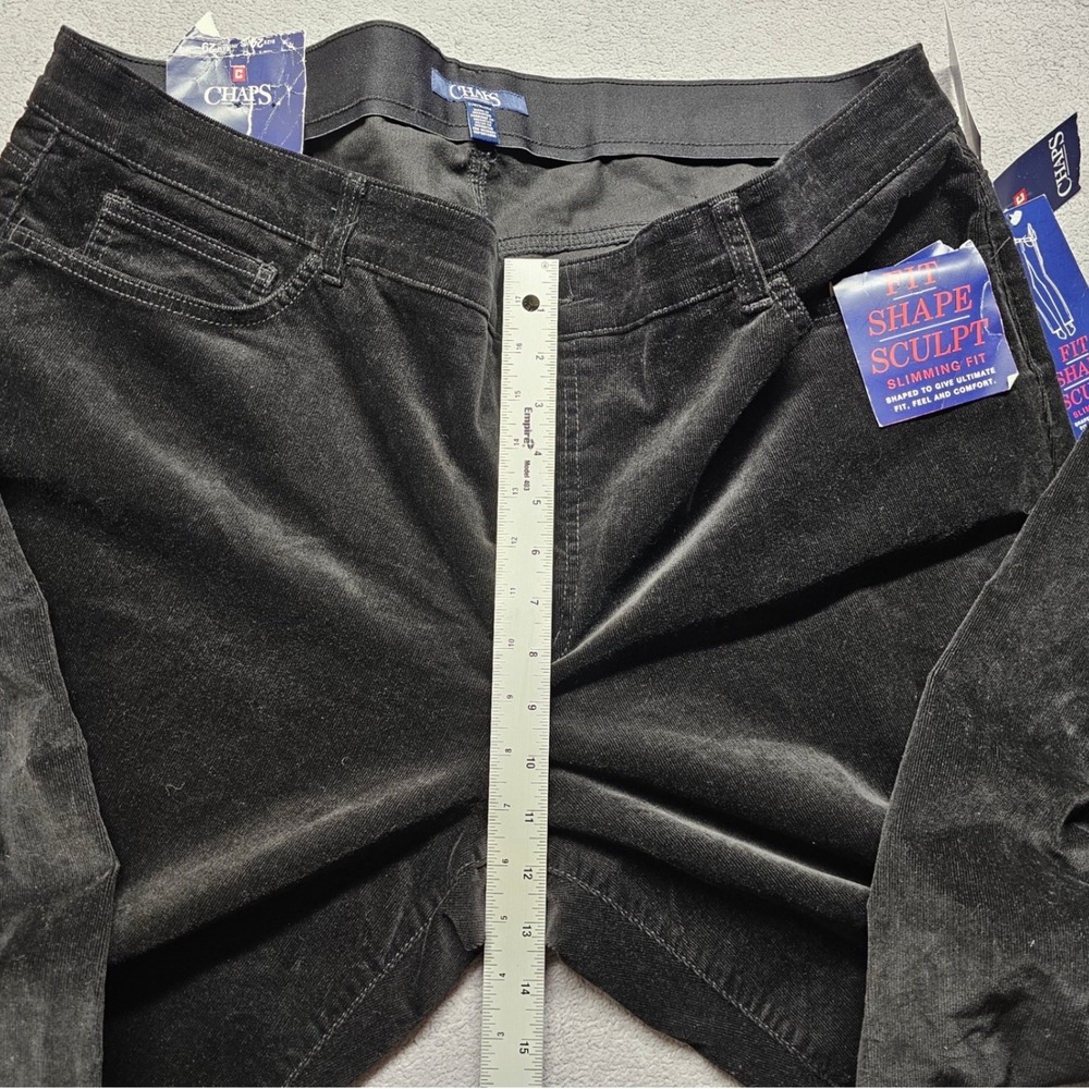 NWT Chaps Corduroy Pants Womens 24W Black Shape Sculpt Slimming Fit Straight Leg - Picture 4 of 9
